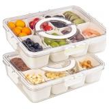 2 Pack Snackle Box: 8-Compartment Tray