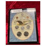 Framed US Type Coins(5 Silver Coins)