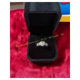 Ladies Pink Heart Shaped Gem. Ring Size 6