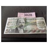 500 peso bank note  1983