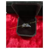 Ladies .925 Sterling Silver Blue Gem. Ring 6