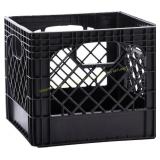 Plastic Milk Crate Tote 16-qt Stackable Black