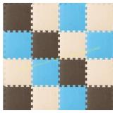 ProSource Foam Puzzle Floor Mat, Blue/Brown