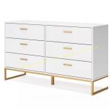 Socalle White/Brown 6-Drawer Dresser 59"