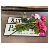 Decorative signs and flowers