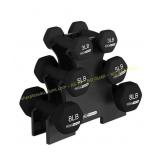 HolaHatha 3,5 & 8 lb Hex Dumbbell Set Black
