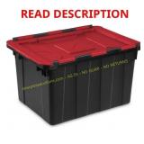 12 gal/45 L Hinged Lid Tote, Red Lid