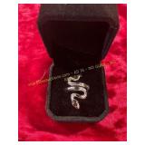 Unisex Black Coiled Snake Ring Ring Adjustable