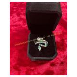 Unisex Green Coiled Snake Ring Ring Adjustable