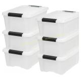 IRIS Storage Bins with Lids, 12L, 6 Pack