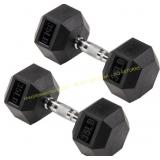 Signature Fitness Rubber-Encased Hex Dumbbell