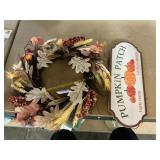 Fall Wreath & Pumpkin Patch Wall Sign