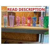 8 pcs - lot of summer cups with lids and straws