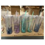 6-ct tall plastic cups w/ straws