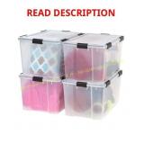 IRIS 74 Qt Plastic Storage Bins w/ Lids 4Pk