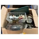 Silver plate dinner ware, figurines