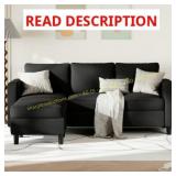 Walsunny Convertible L Shaped Sofa Set, Black
