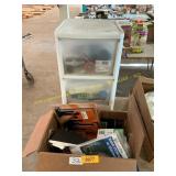 Plastic organizer, wood letters, decor