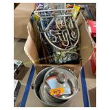 Old style neon light (Damaged), pans, decor