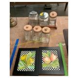Glass jars with lids, wall art