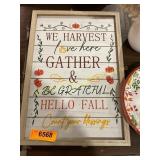 Wooden Sign, Paper Plates &. Plant Decor