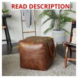 Grayson Lane Rustic Faux Leather Ottoman