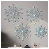 Blulu 4 Pcs Metal Wall Decor Sunburst (Blue)
