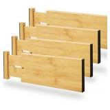 BAMEOS 4' High Bamboo Drawer Dividers - 4-pack