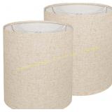 Tall Beige Linen Drum Lamp Shade Set, 11x11x12