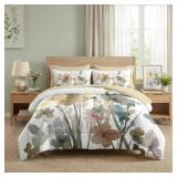 Nesker Comforter Set Queen, Boho Floral 7Pcs
