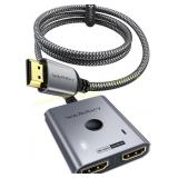 WARRKY HDMI Switch 2x1, 4K HDR, Aluminum Case