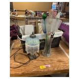 Glass Stems/Flowers, Lamp, Basket, Etc