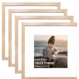 KINLINK 12x12 Picture Frame, Natural Wood 4pc
