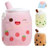 Athoinsu Pink Strawberry Tea Plush Pillow 20'