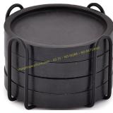 NIRMAN Wooden Coasters, Round, 4 pcs Black