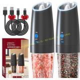Gravity Pepper & Salt Grinder Set, LED, 2-Pack