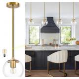 6 Inch Globe Pendant Light, Brass Finish