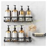 3-Pack Shower Caddy: Adhesive Shelf Black