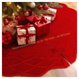 WBHome Tree Skirt, 48' Cable Knit Red