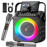 Karaoke Machine with 2 Mics, Bluetooth Speaker