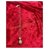 Ladies 20in Gemstone Teardrop Pendant Necklace