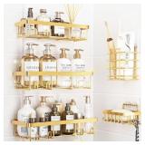 Shower Rack 5Pcs Bath Accessories Basket Gold