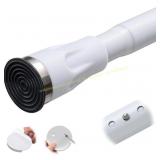 White Tension Curtain Rod, No Drill, Black