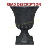 Urn 16-in W x 21-in H Black Planter Outdoor