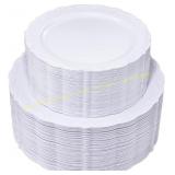 U-QE White Plastic Plates 10' & 7.5' (50/50)