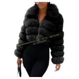 loveimgs Women Faux Fur Coat Cropped Puffer