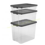 3ct Sterilite 108 qt Clear/Gray Storage Box