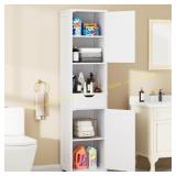 Walsunny Tall Bathroom Cabinet with Shelves Black