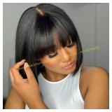 Bob Wig Human Hair Bangs Glide Lace Wig 10'