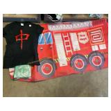 Fire Truck Table Cover, Tablecloth & Shirt (Sz M)
